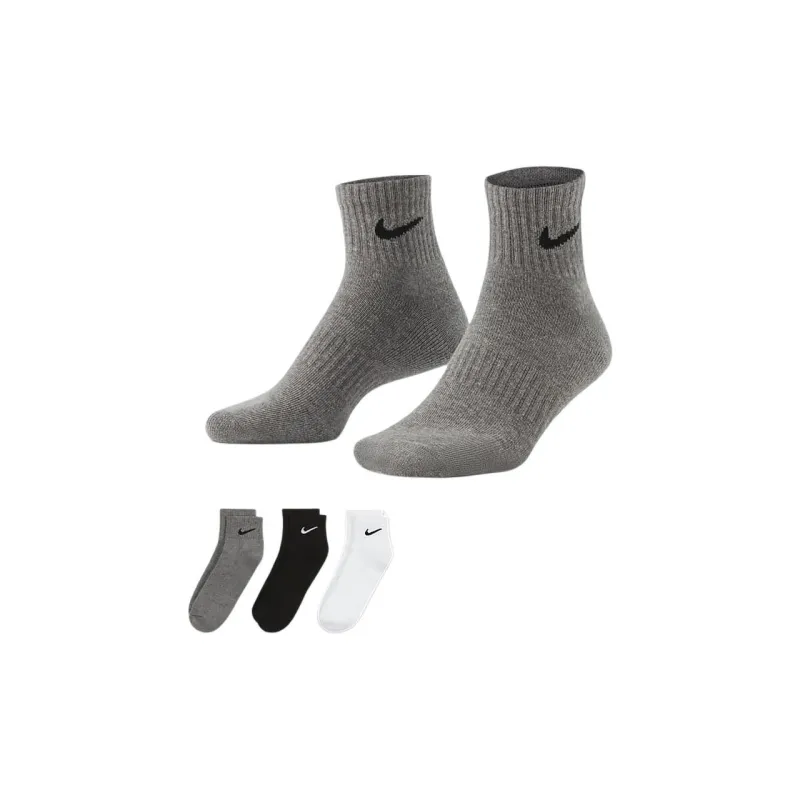 Nike Ankle Socks Unisex 3 Pack Black White Gray-2