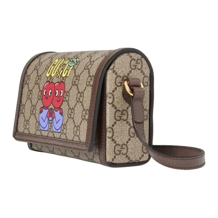 GUCCI Supreme Canvas With Leather Binding Box Bag Shoulder Bag Crossbody Bag Mini Men's Brown-1