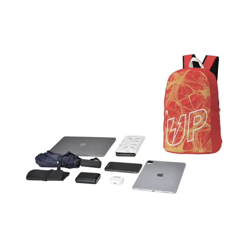 TURN UP Polyester Backpack Unisex Red-3