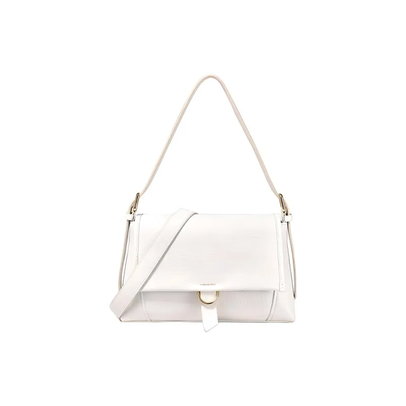 DISSONA Sheepskin Crossbody Bag, Shoulder Bag Large Size Women's White-0