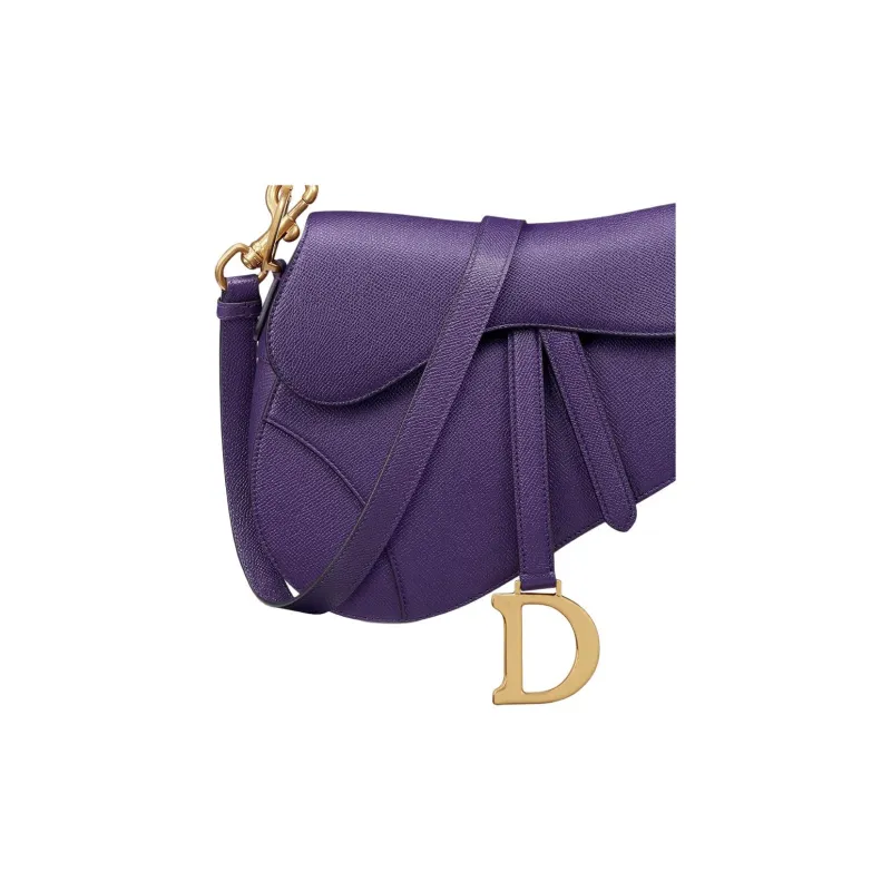 DIOR Saddle Calfskin Saddle Bag Shoulder Bag Crossbody Bag Handbag Women's Dark Purple-5