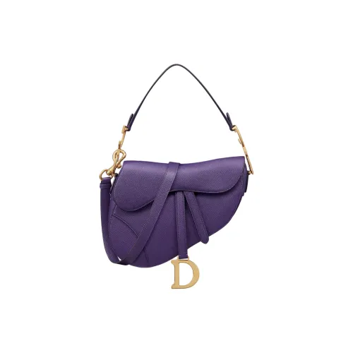 DIOR Saddle Calfskin Saddle Bag Shoulder Bag Crossbody Bag Handbag Women's Dark Purple