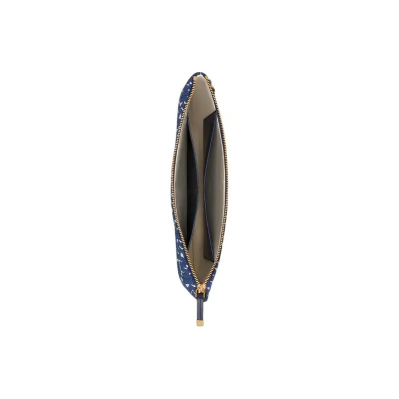 DIOR Cotton With Cow Leather Clutch Women's White & Blue-2