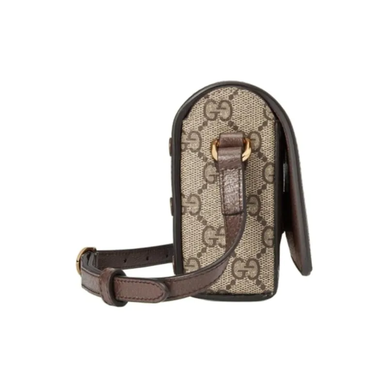 GUCCI Supreme Canvas With Leather Binding Box Bag Shoulder Bag Crossbody Bag Mini Men's Brown-2