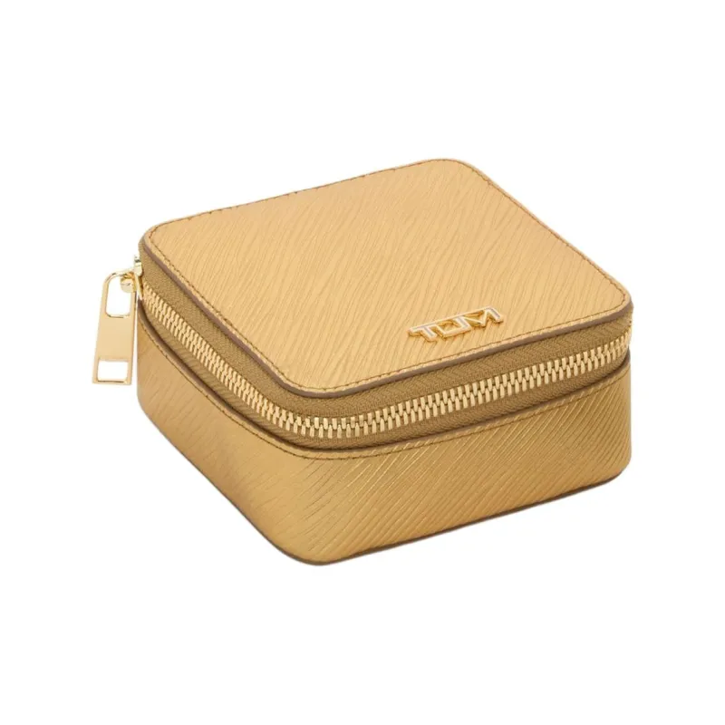 TUMI Leather Storage Bag Unisex Gold-0