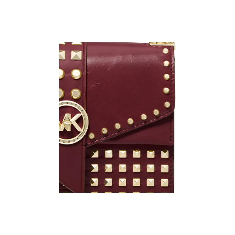 MICHAEL KORS Greenwich Leather Shoulder Bag Small Size Women's Burgundy-3