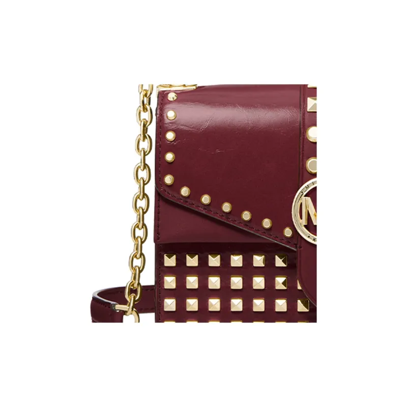 MICHAEL KORS Greenwich Leather Shoulder Bag Small Size Women's Burgundy-2