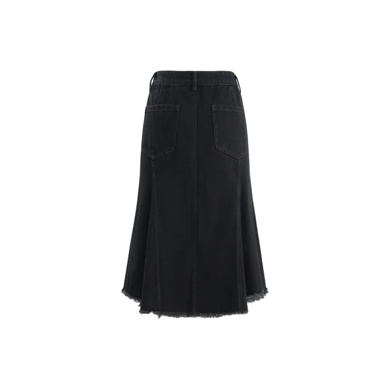 UNIFREE Denim Long Skirts Women's Black Gray Color-1