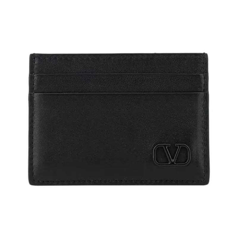 Valentino GARAVANI Cow Leather Wallets Card Holders Men's Black-0
