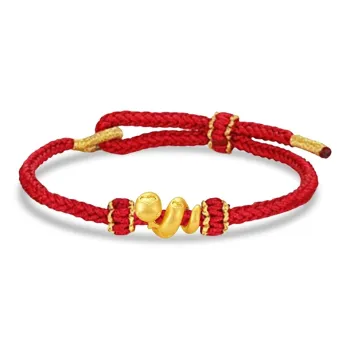 YINI Zodiac Year Coiled Snake Red String 999 Fine Silver Bracelets Unisex