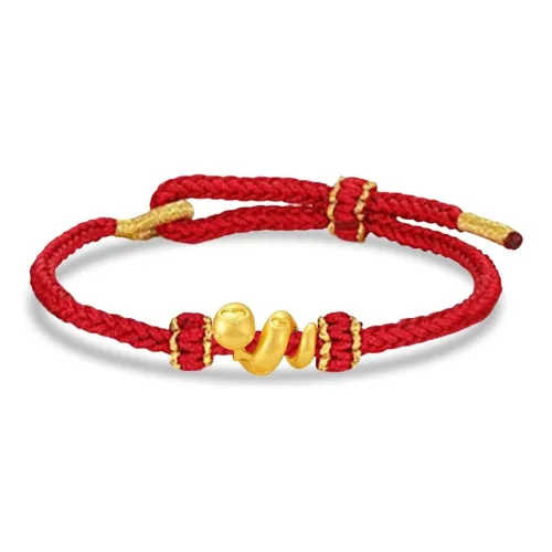 YINI Zodiac Year Coiled Snake Red String 999 Fine Silver Bracelets Unisex