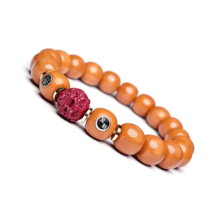 MOUNTAINS AND MANS Monkey Head Walnut New Chinese Style Good Luck Beaded Bracelet Unisex-1