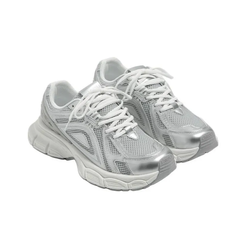 HUANQIU Durable Warm Low Top Chunky Sneakers Men's Silver-1