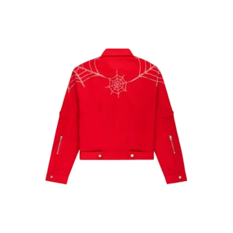 Sp5der Web Denim Cropped Trucker Jacket-1