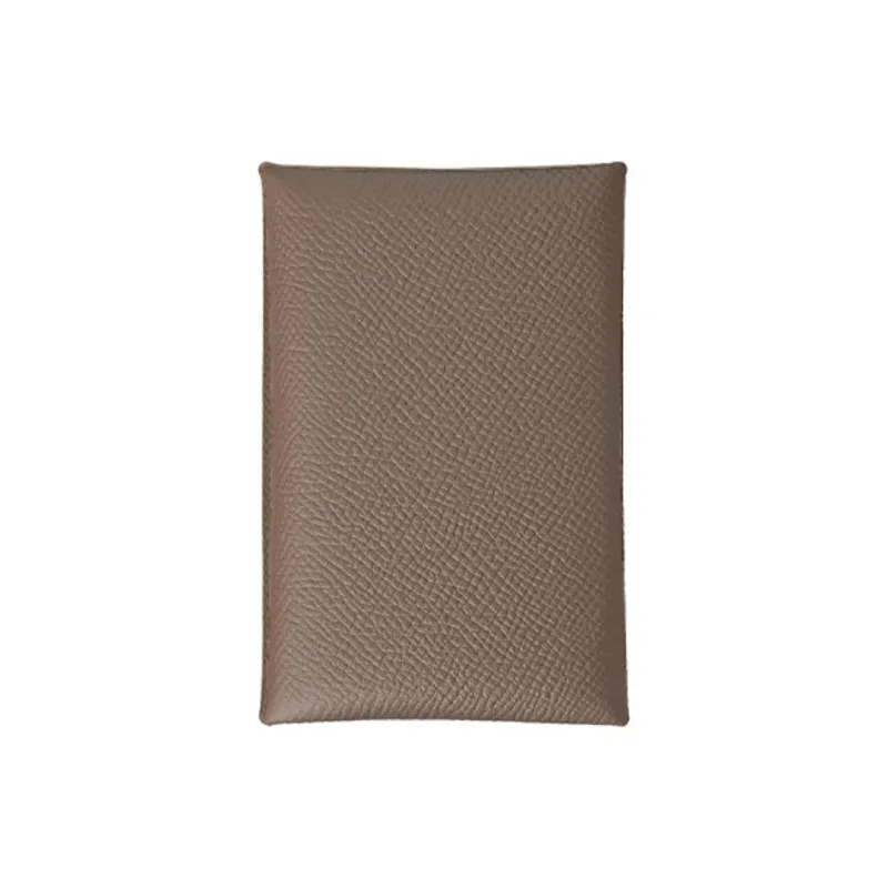 HERMES Calvi Epsom Calfskin Business Card Holder Wallet Coin Purse Card Holder Women's M8 Asphalt Gray-0