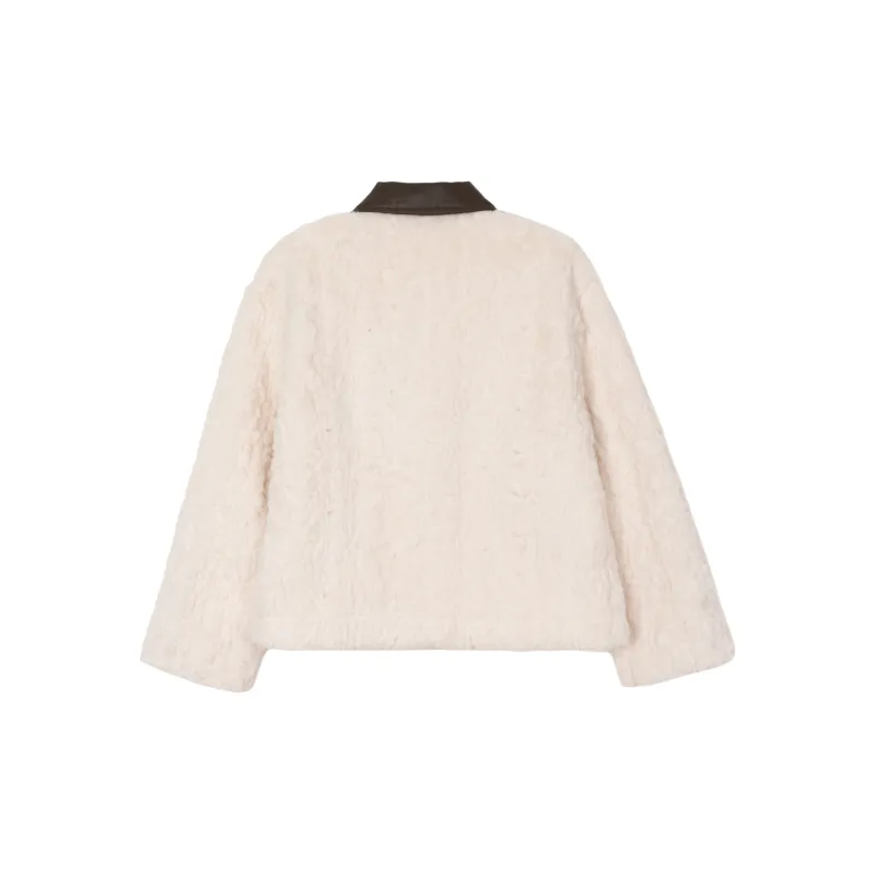 FAWENXIANGZI Velvet feel Coat Women's Apricot-1