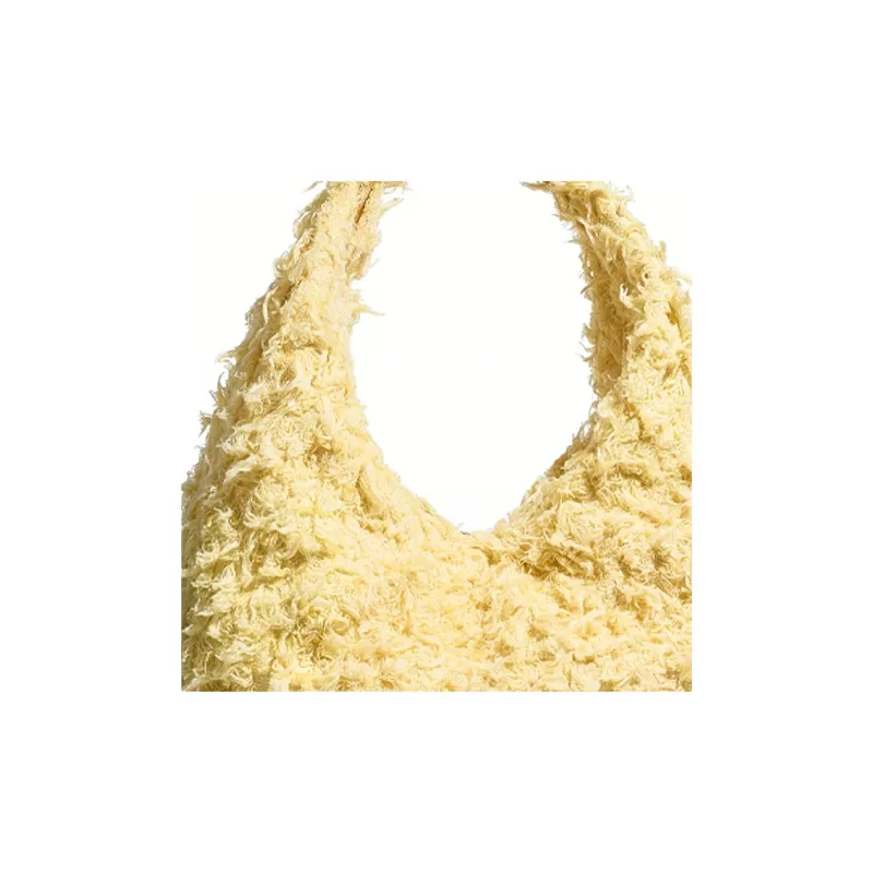 CHANEL Tweed Hobo Bag, Handbag Women's Yellow-4
