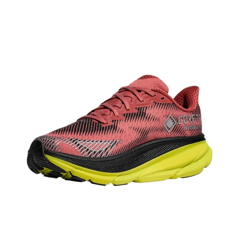 HOKA ONE ONE Clifton 9 Cushioning Abrasion Resistant Lightweight Low Top Running Shoes Unisex Red Black-2