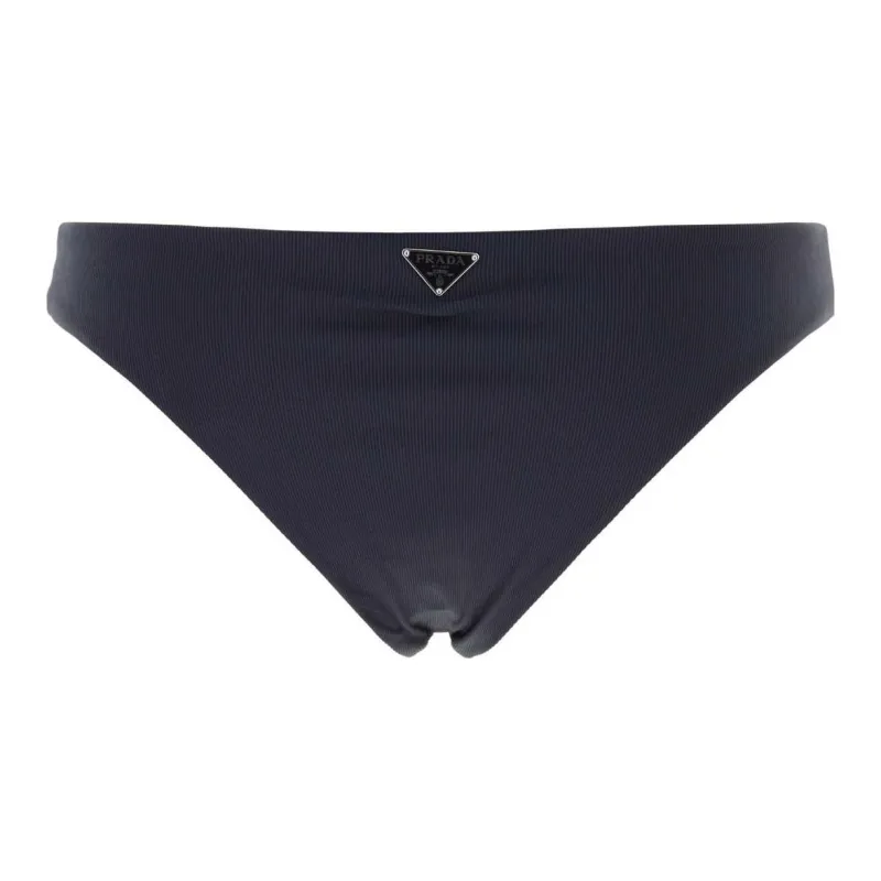 PRADA Low-Rise Fine-Ribbed Bikini Bottoms-1