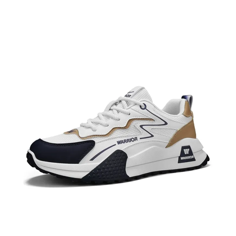 Warrior Wear-Resistant Lightweight Rebound Low-Top Casual Shoes Men's Beige Brown Blue-1