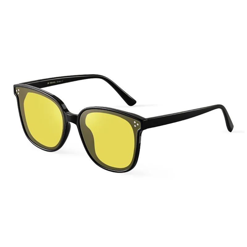VEGOOS TR/Memory Plastic Square Sunglasses Unisex Black Frame-7