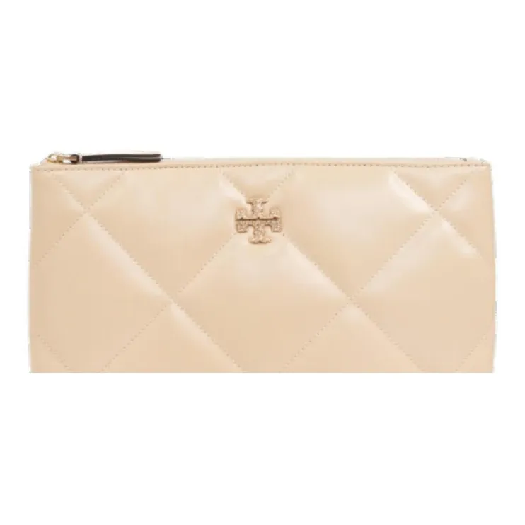 TORY BURCH Kira Leather Clutch Women's Cream-3