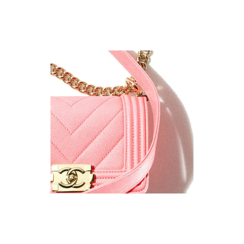 CHANEL 22SS Grain Embossed Calfskin Flap Bag Handbag, Shoulder Bag, Crossbody Bag Mini Women's Coral Pink-4