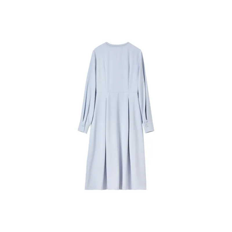 SENTUBILA Long Sleeved Dresses Women's Light Gray Blue-1