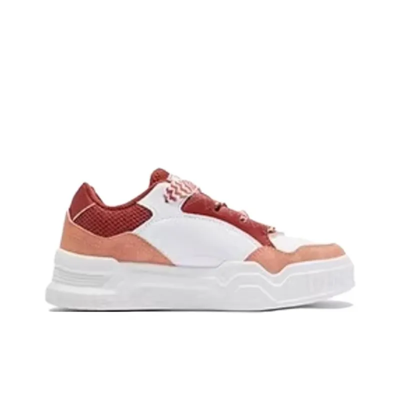 361° Lightweight Support Height Increasing Low Top Skateboard Shoes Women's White Red-1