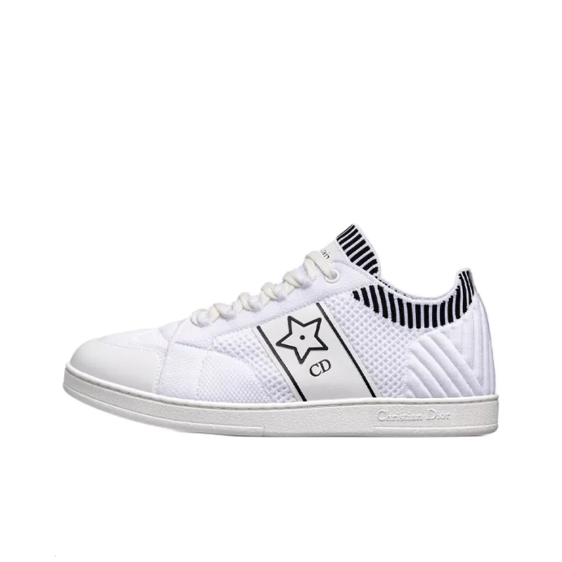 DIOR Star Low Top Skateboard Shoes Women's White-0