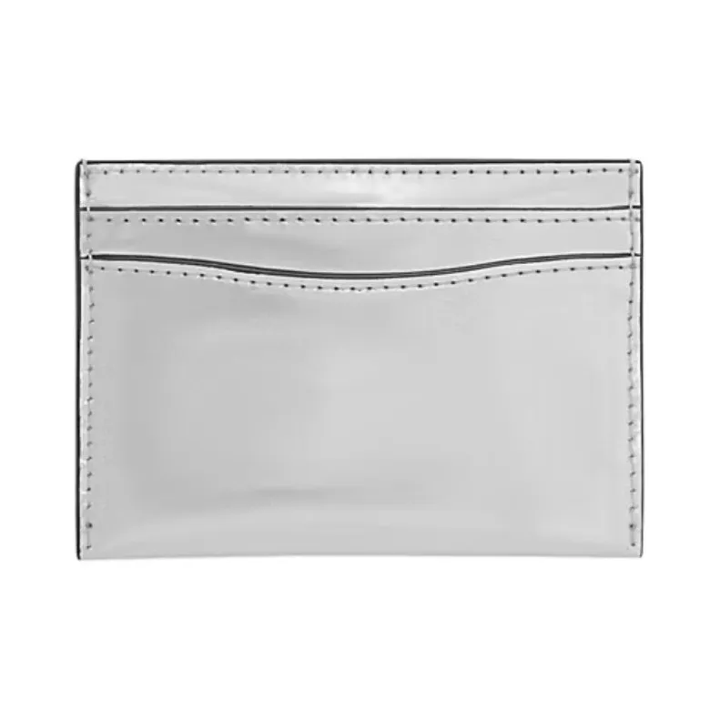 COACH Card Case Leather Wallets Card Holders Women's Metal Silver-1