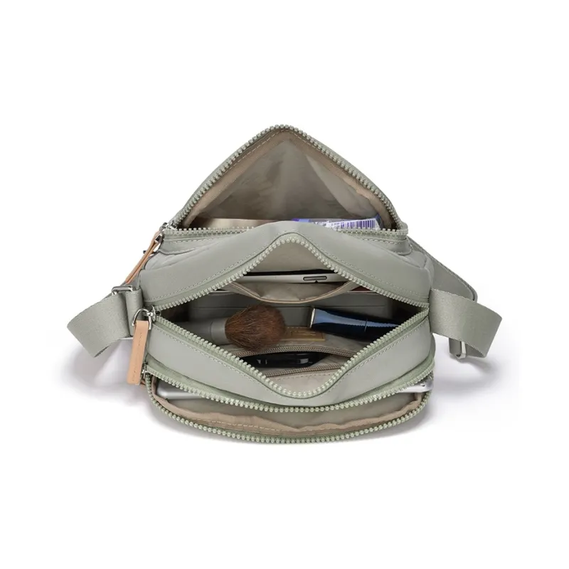 SEPTWOLVES Fabric Crossbody Bag Small Size Women's Gray Green-4