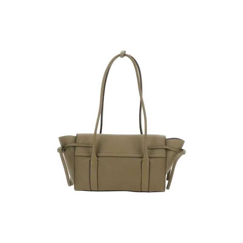 Mulberry Bayswater Calfskin Handbag, Shoulder Bag Trumpets Women's Linen Green-2