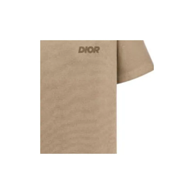 DIOR Letter Print Crew Neck Pullover Short-Sleeved T-Shirt Men's Beige-3
