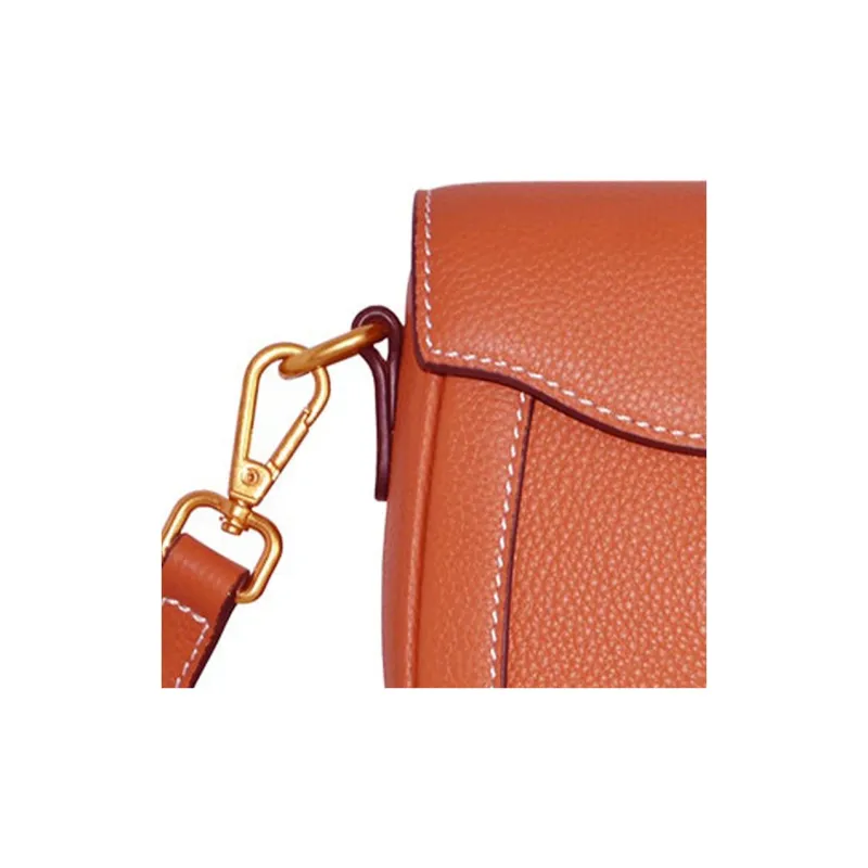 CAVANA Calfskin Saddle Bag Shoulder Bag Crossbody Bag Women's Golden Tawny-3