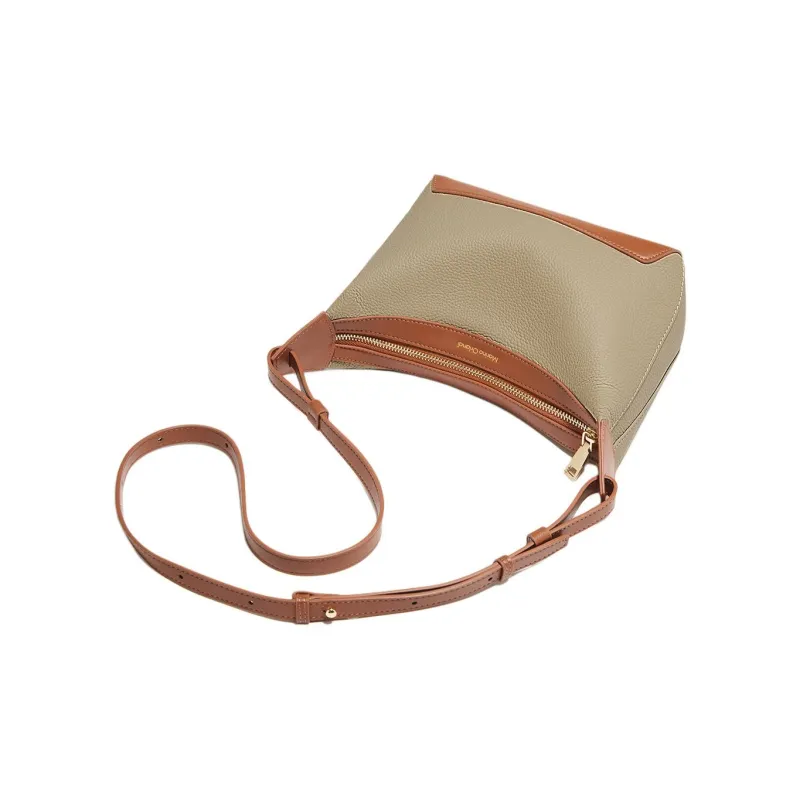 Marino Orlandi Genuine Leather, Top Grain Cow Leather Versatile Casual Crossbody Bag, Shoulder Bag Women's Khaki/White-14