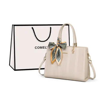 COMELY Cow Leather Mommy Bag Handbag Shoulder Bag Crossbody Bag Medium Size Women's Ecru