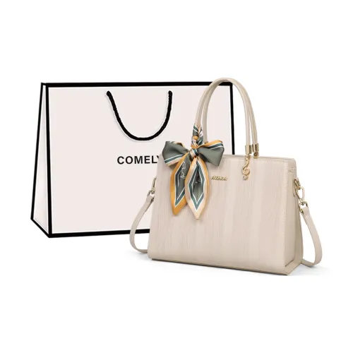 COMELY Cow Leather Mommy Bag Handbag Shoulder Bag Crossbody Bag Medium Size Women's Ecru