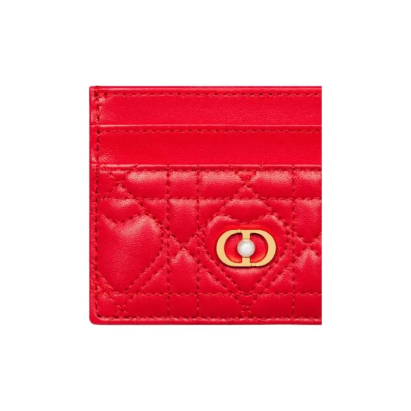 DIOR Jolie Lambskin Card Holder Women's Red-2