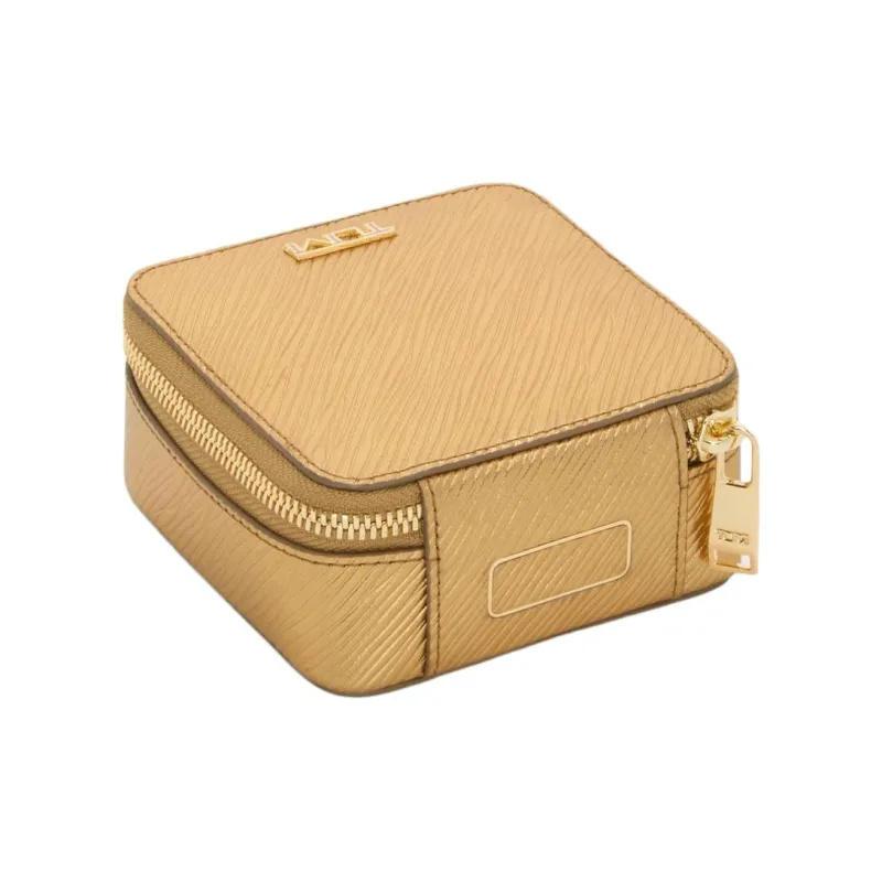 TUMI Leather Storage Bag Unisex Gold-1
