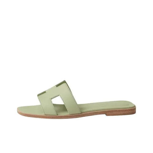 HERMES Oran Slide Slippers Women's Green