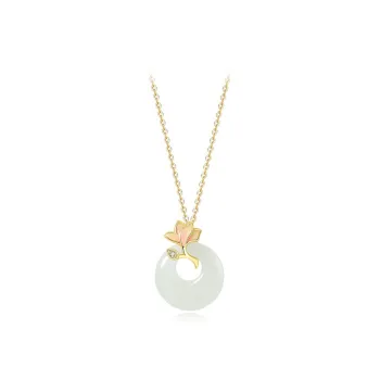 CGC Hetian Jade Necklaces Pale Greenish White Jade Women's