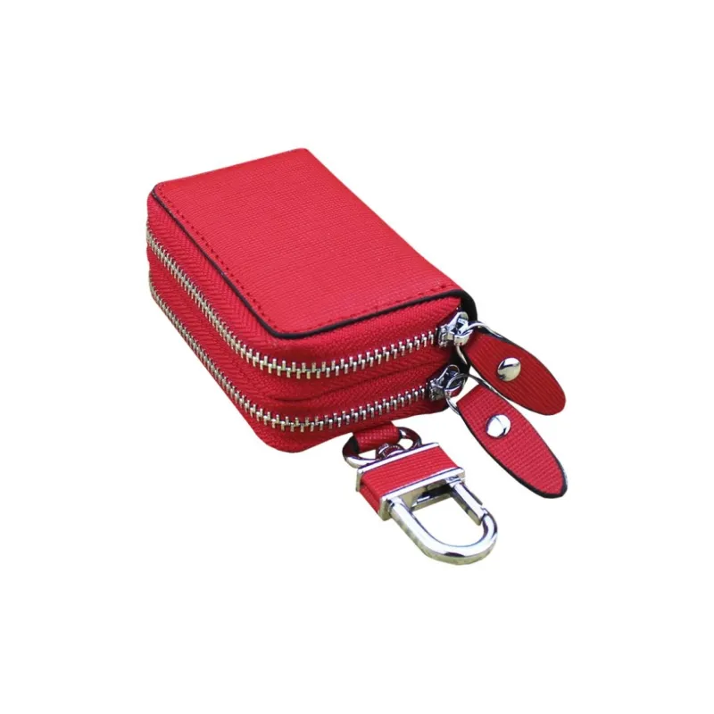 OUZIHUANG Cow Leather Key Pouch Small Size Unisex _Nsec White/Red/Blue/Pink/Rose Red-2