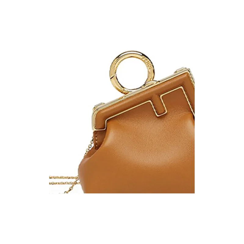 FENDI Fendi First Sheepskin Earphone Case Shoulder Bag Crossbody Bag Extra Mini Women's Brown-4