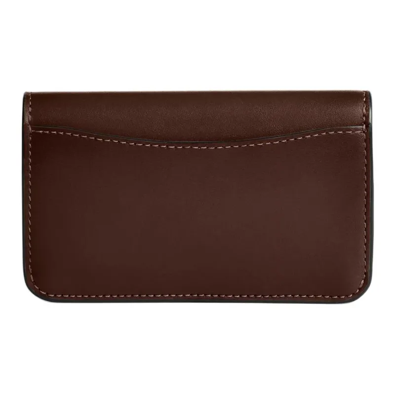 COACH Leather Card Holder Mini Women's Maple Tree Brown-1