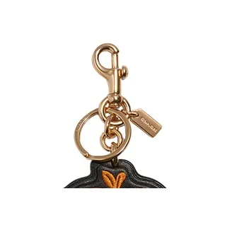 COACH Leather With Coated Canvas Bag Charm Bag Accessory Women's Black-2