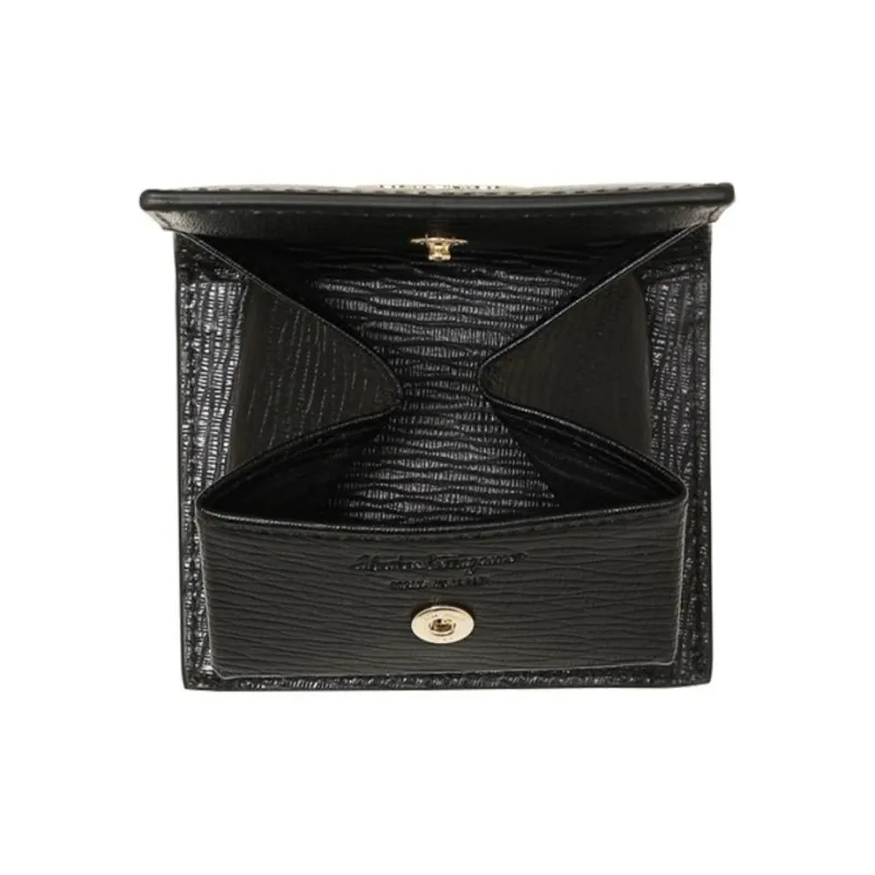 FERRAGAMO GANCINI Cow Leather Wallet Men's Black-4
