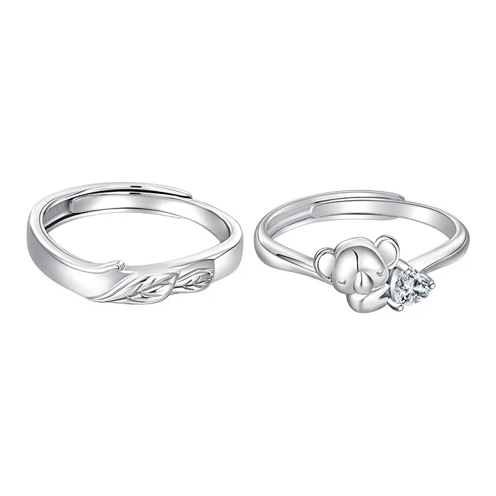 Lady Go Sterling Silver Couple Rings Unisex-0