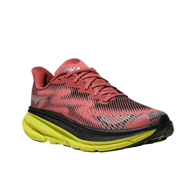HOKA ONE ONE Clifton 9 Cushioning Abrasion Resistant Lightweight Low Top Running Shoes Unisex Red Black-3