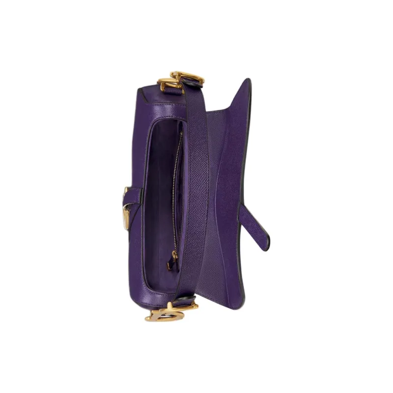 DIOR Saddle Calfskin Saddle Bag Shoulder Bag Crossbody Bag Handbag Women's Dark Purple-4